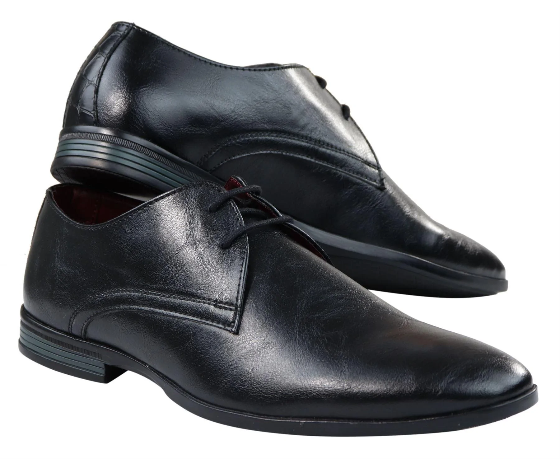 Mens Classic Black Laced Leather Shoes Smart Casual Formal Plain Simple