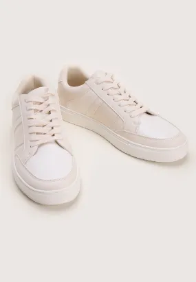 Mens Cream Lace Up Trainers 