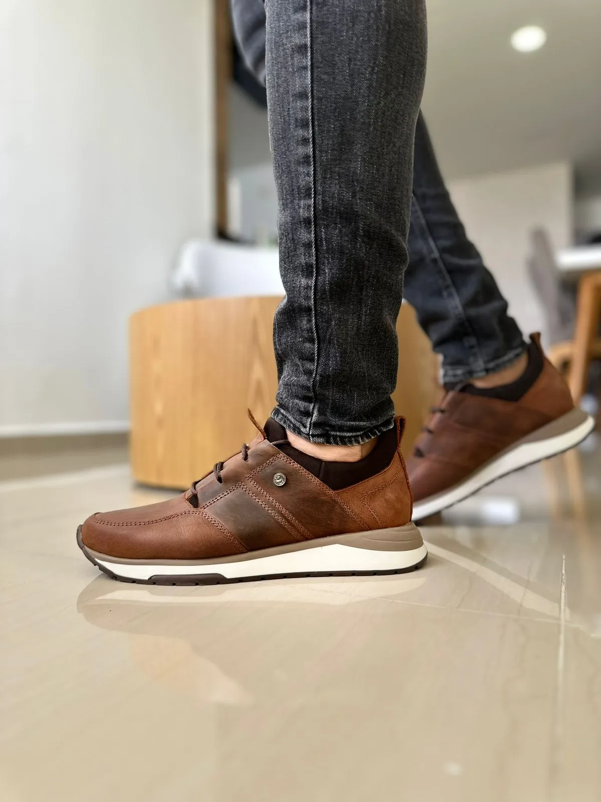 Modern Brown Leather Everyday Sneakers