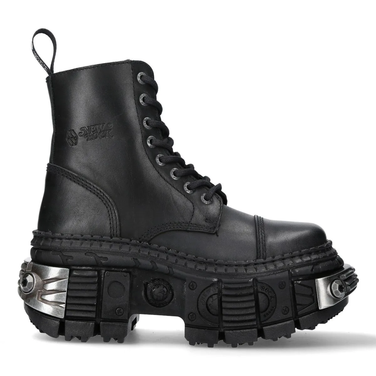 NEW ROCK -  WALL083C-S4 Chunky Platform Eyelet Boots