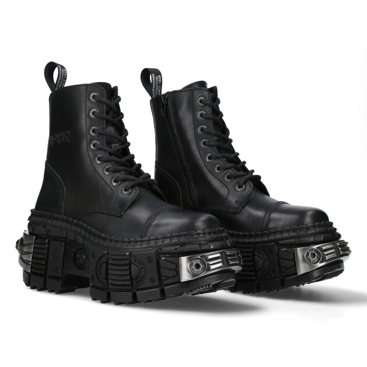 NEW ROCK -  WALL083C-S4 Chunky Platform Eyelet Boots