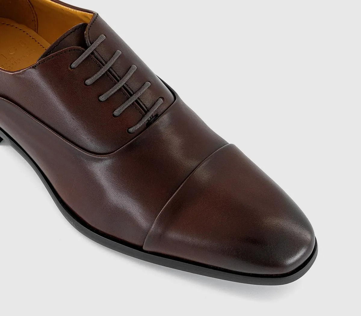 OFFICE Montague Toe Cap Oxford Shoes Brown Leather