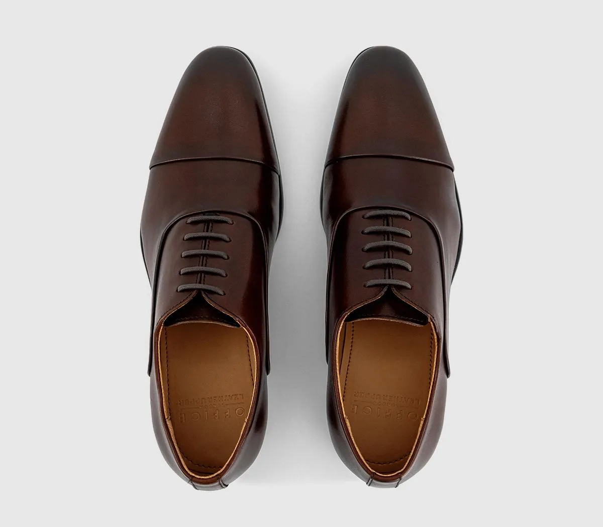 OFFICE Montague Toe Cap Oxford Shoes Brown Leather