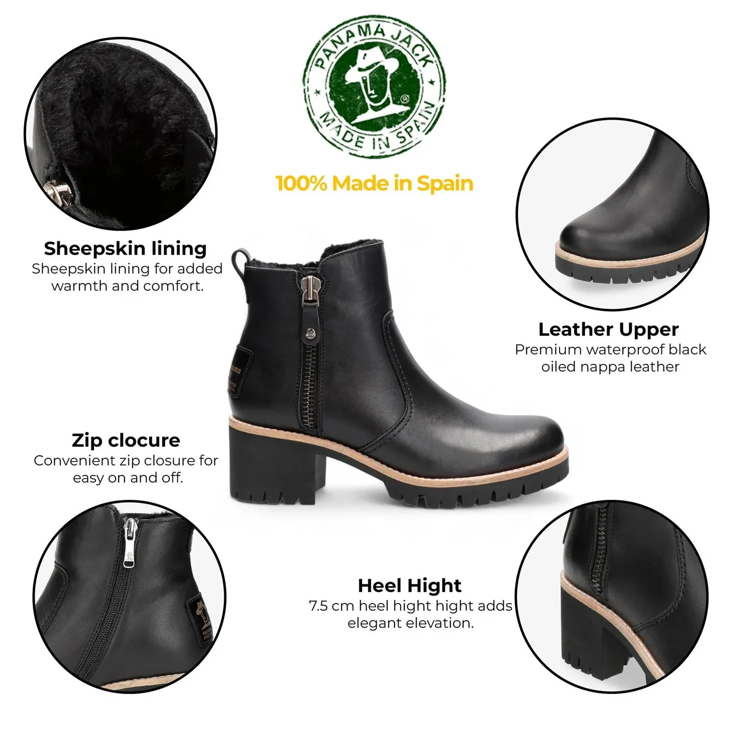 Panama Jack - Women's Black Leather Trav B2 Boots