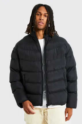 Panelled Puffer Bomber With Grandad Collar