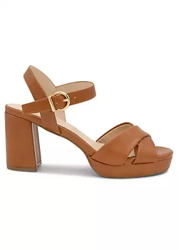 Paradox London Tan Faux Leather ’Leya’ Platform Sandals | Grattan