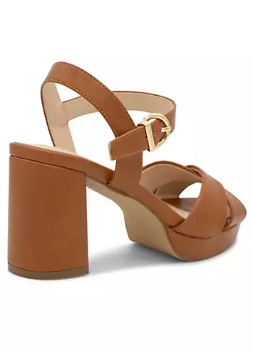 Paradox London Tan Faux Leather ’Leya’ Platform Sandals | Grattan