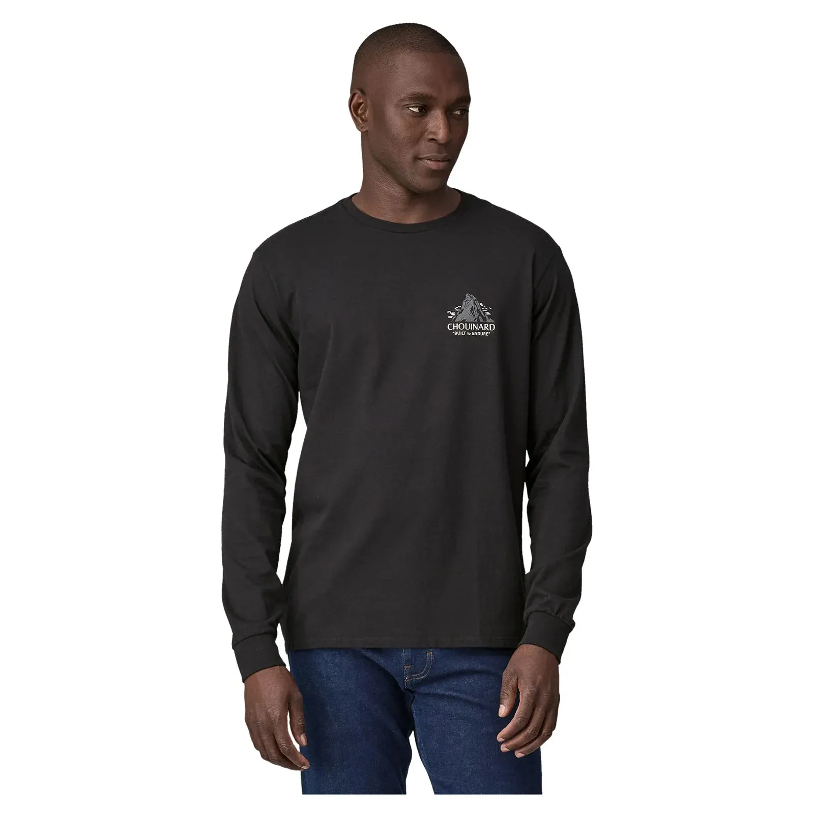 Patagonia Men's Long Sleeved Chouinard Crest Pocket Responsibili-Tee - Black