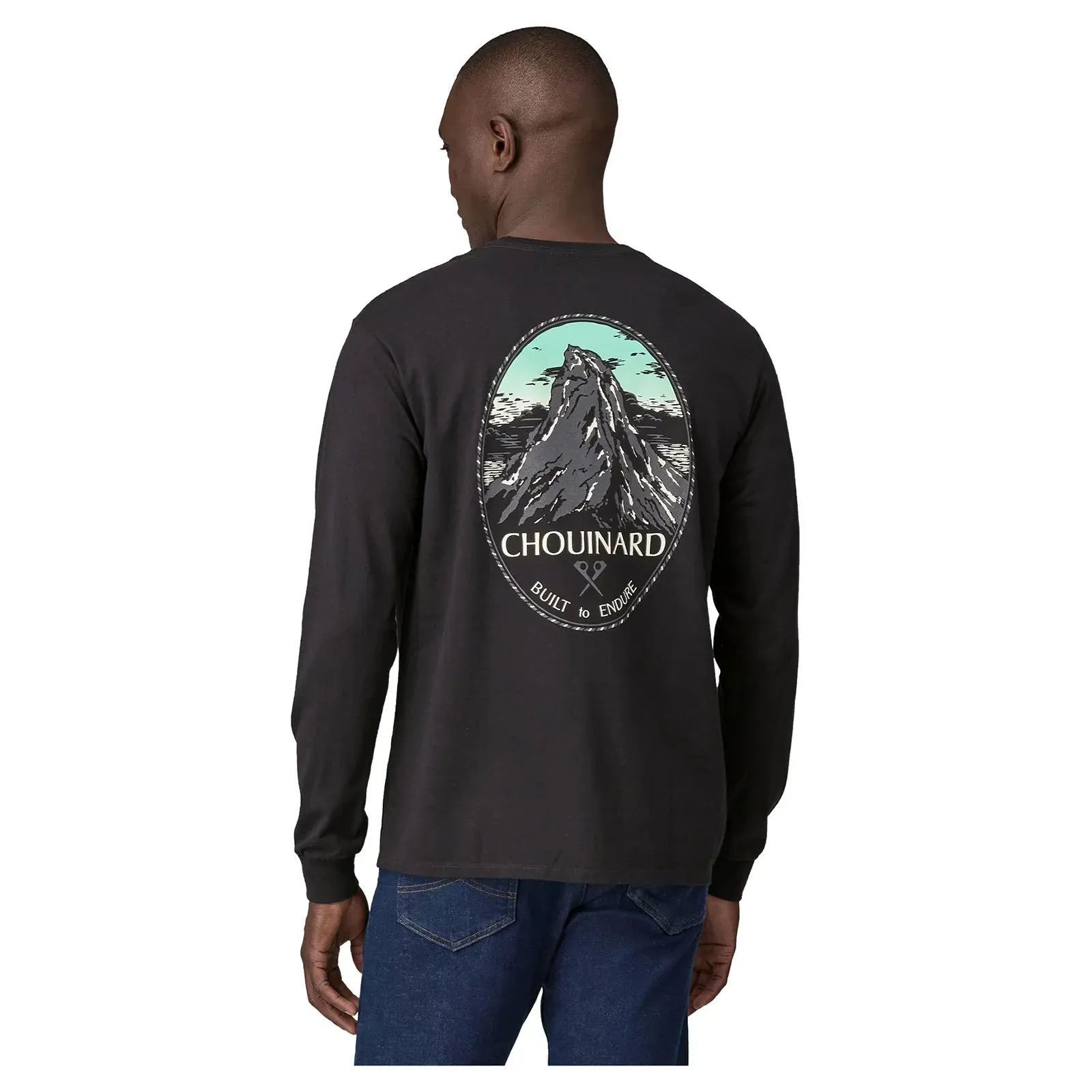 Patagonia Men's Long Sleeved Chouinard Crest Pocket Responsibili-Tee - Black