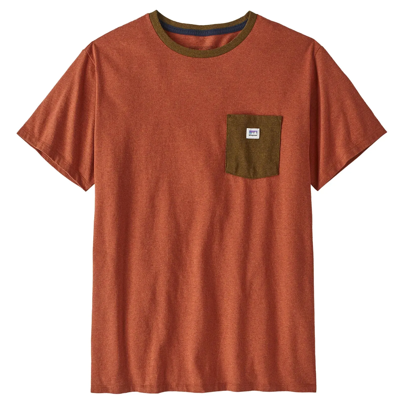 Patagonia Shop Sticker Pocket Mens Responsibili-Tee - Henna Brown