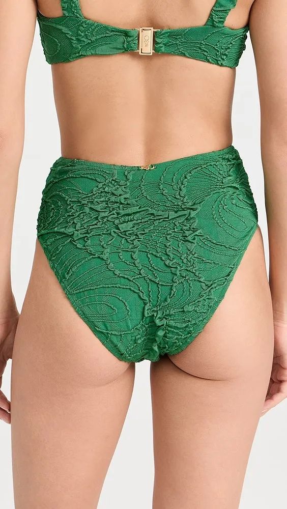 PatBO   Jacquard High Waist Bikini Bottoms 