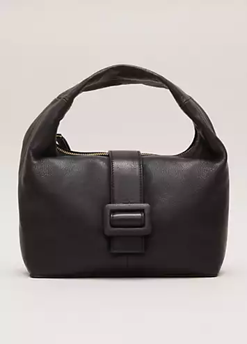 Phase Eight Black Leather Mini Buckle Tote Bag | Grattan