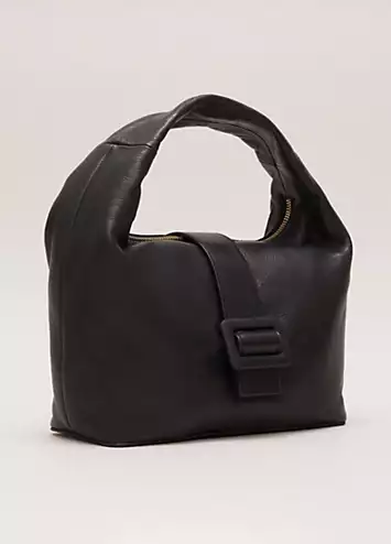 Phase Eight Black Leather Mini Buckle Tote Bag | Grattan