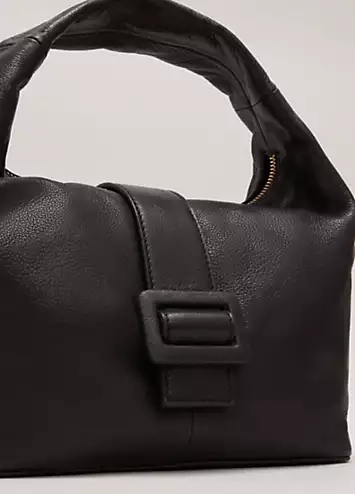 Phase Eight Black Leather Mini Buckle Tote Bag | Grattan