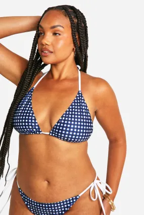 Plus Gingham Bikini Top