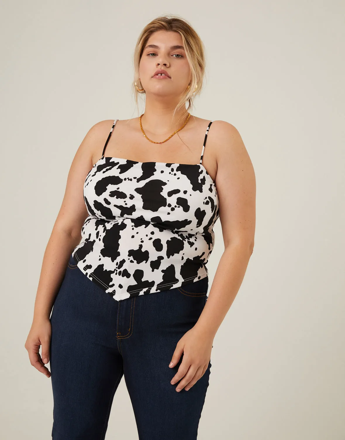 Plus Size Cow Print Tank