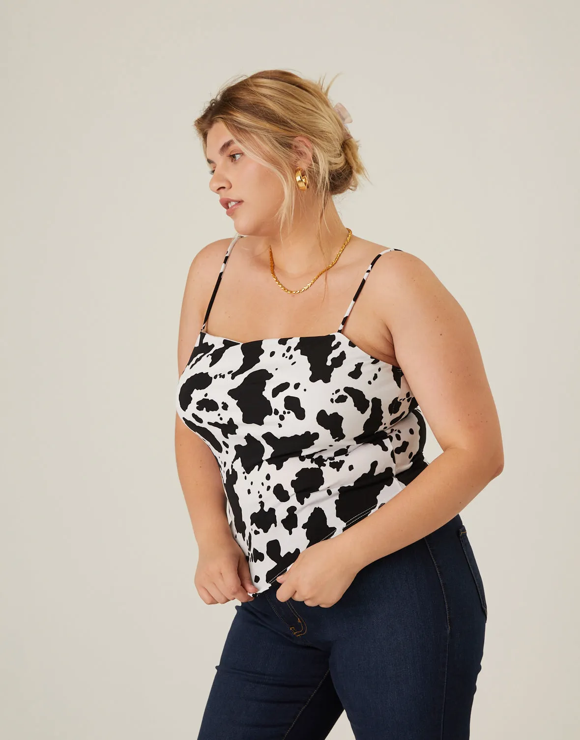 Plus Size Cow Print Tank