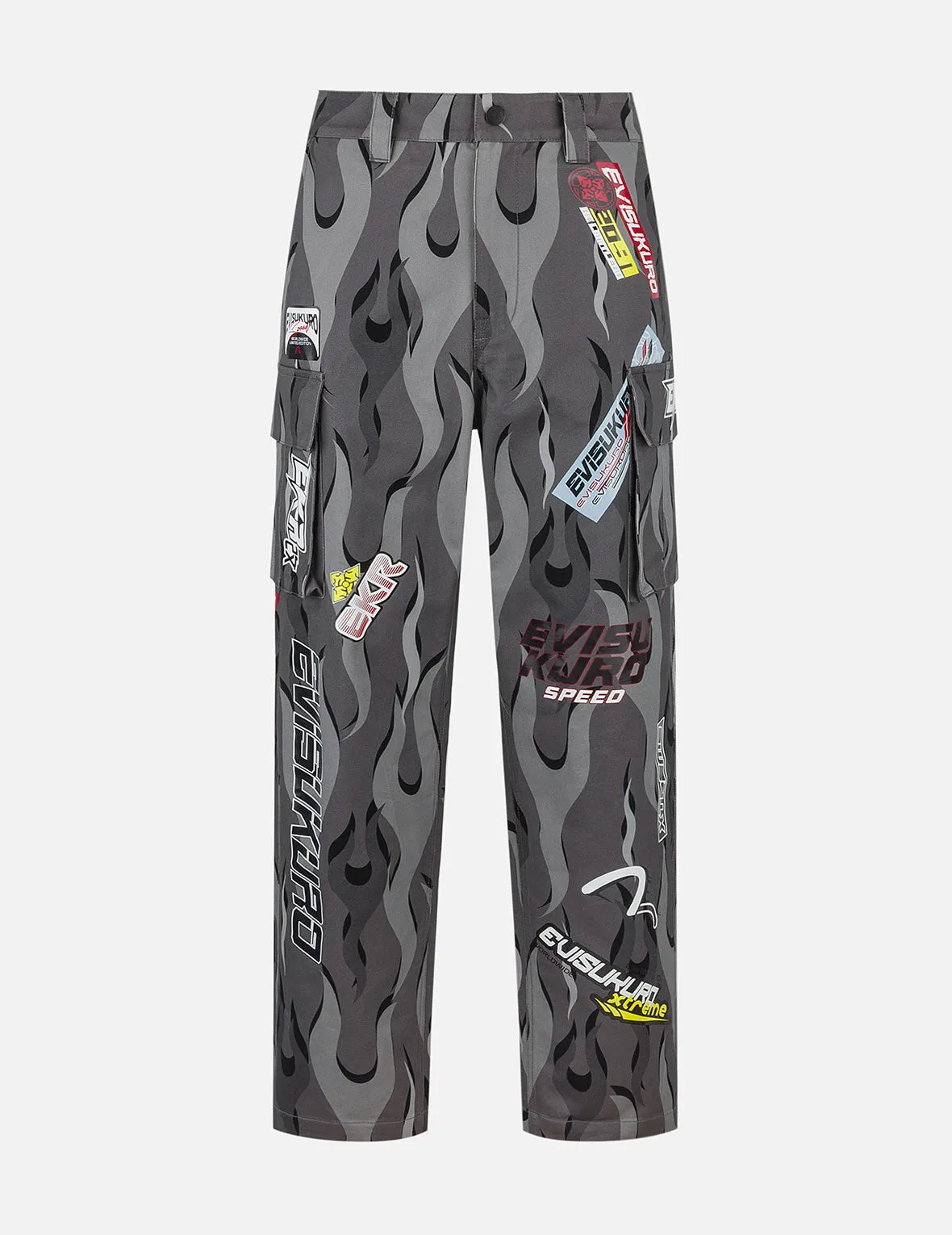 Racing Camouflage Wide-leg Cargo Pants