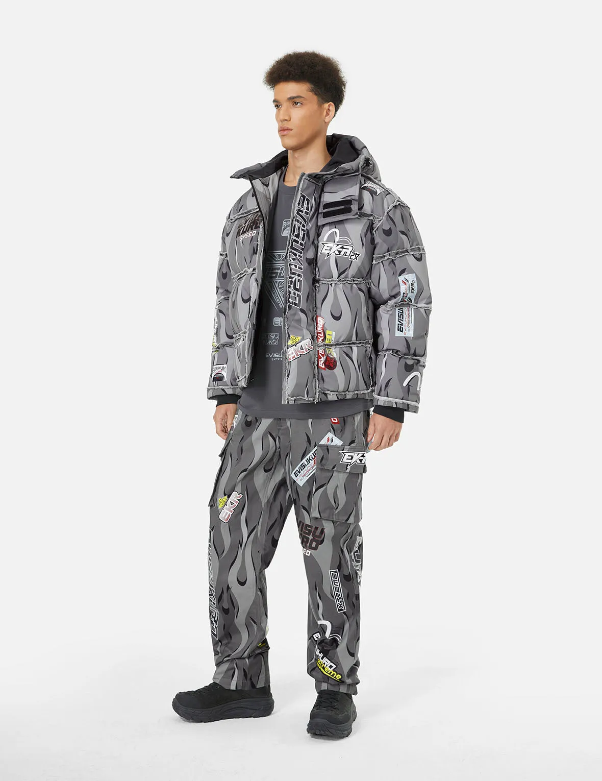 Racing Camouflage Wide-leg Cargo Pants