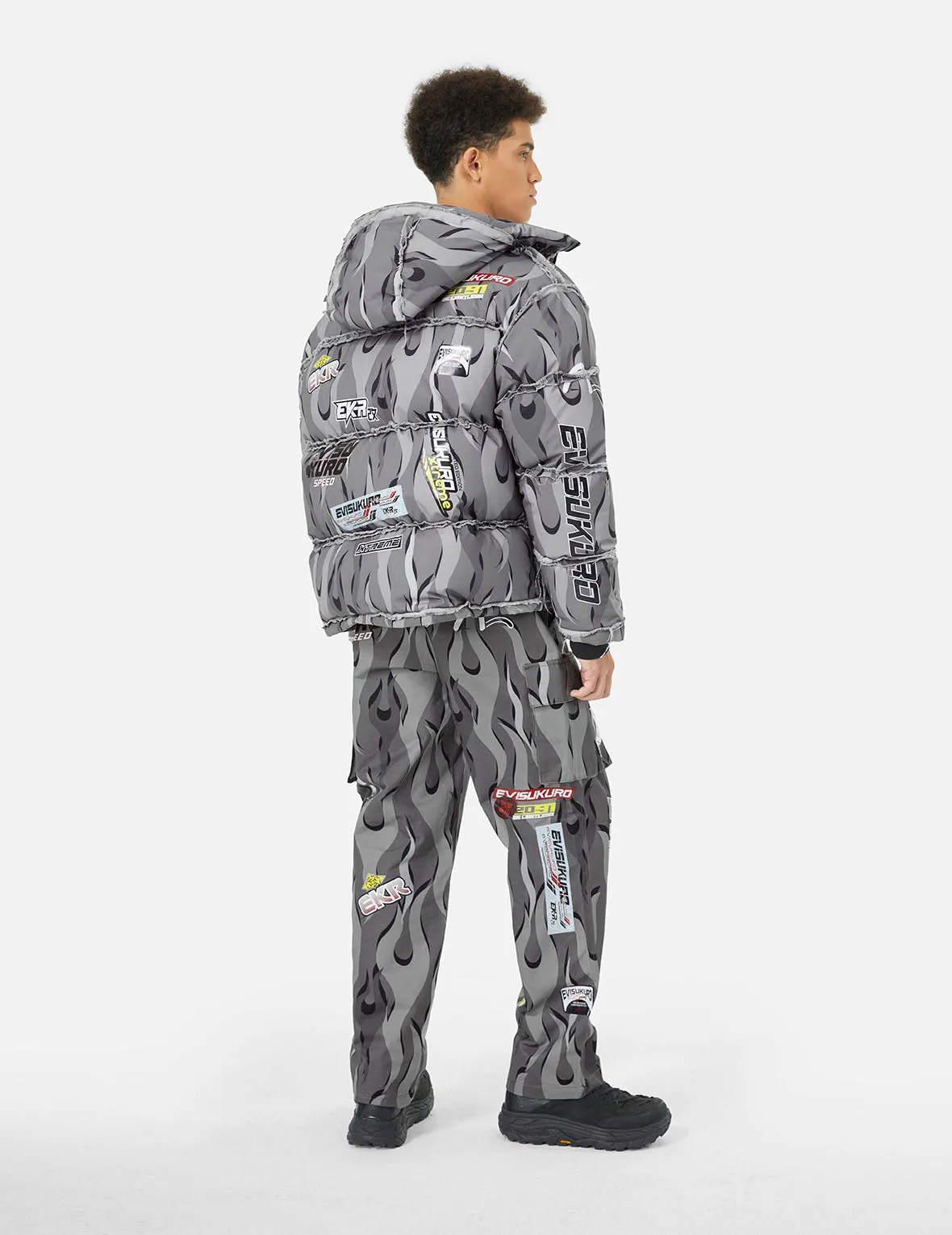 Racing Camouflage Wide-leg Cargo Pants