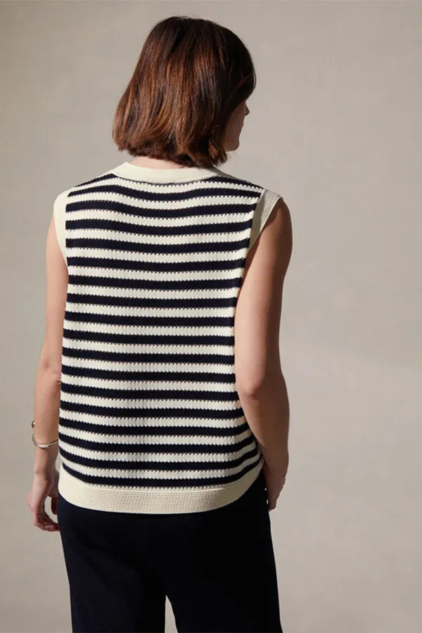 Rodier SAILOR STRIPE SLEEVELESS SWEATER