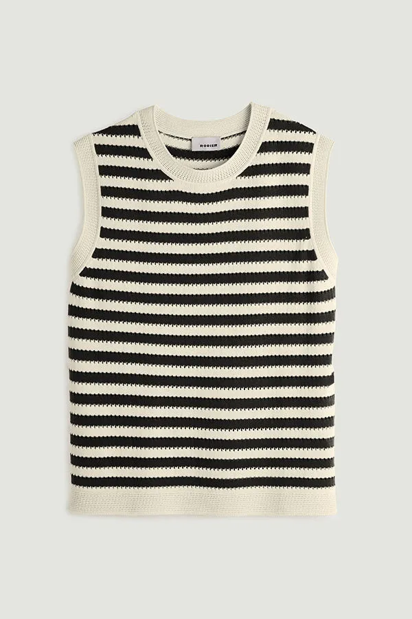 Rodier SAILOR STRIPE SLEEVELESS SWEATER