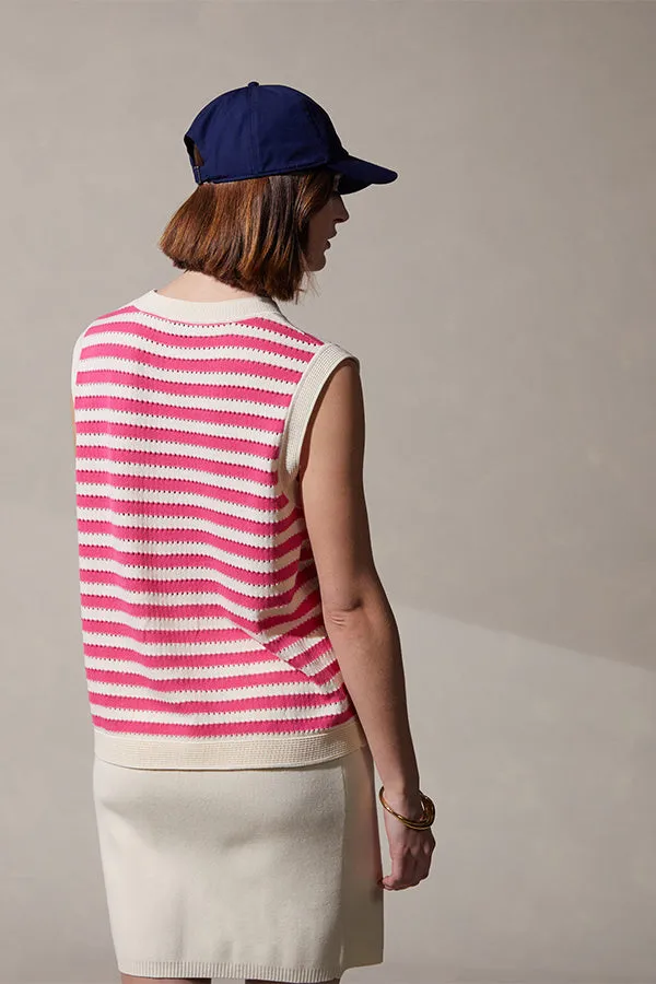 Rodier SAILOR STRIPE SLEEVELESS SWEATER