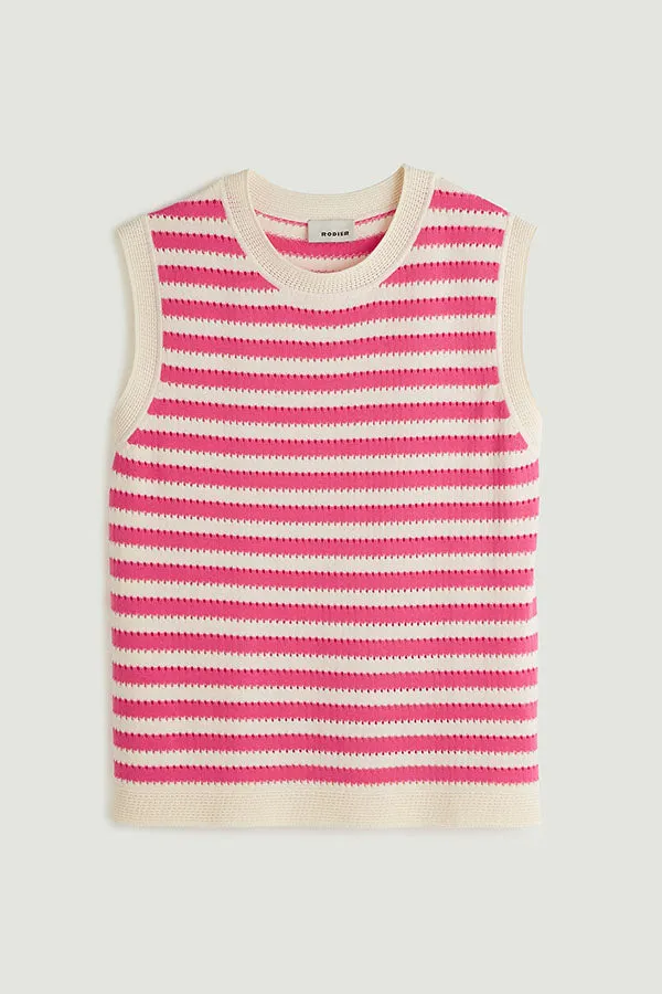 Rodier SAILOR STRIPE SLEEVELESS SWEATER