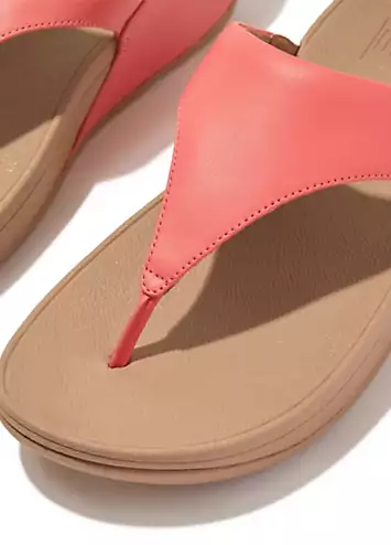 Rosy Coral Lulu Leather Toepost Sandals by FitFlop | Look Again