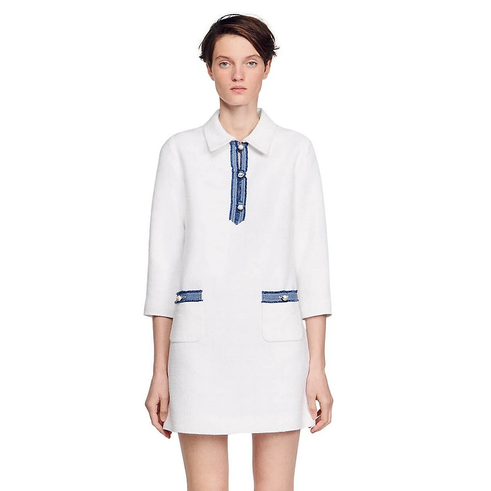 Sandro Paige Short Tweed Polo Dress