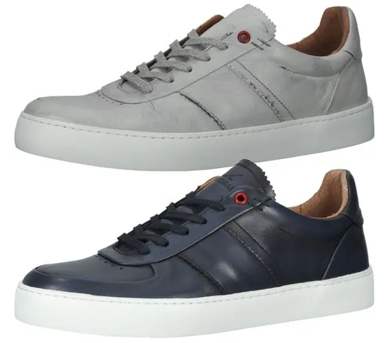 SANSIBAR scarpe da uomo in vera pelle sneakers per il tempo libero con suola removibile 109634 grigio chiaro o blu scuro