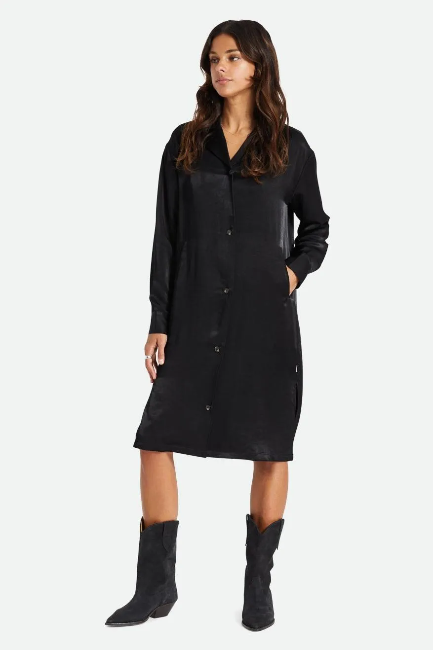 Satin Blazer Shirtdress - Black