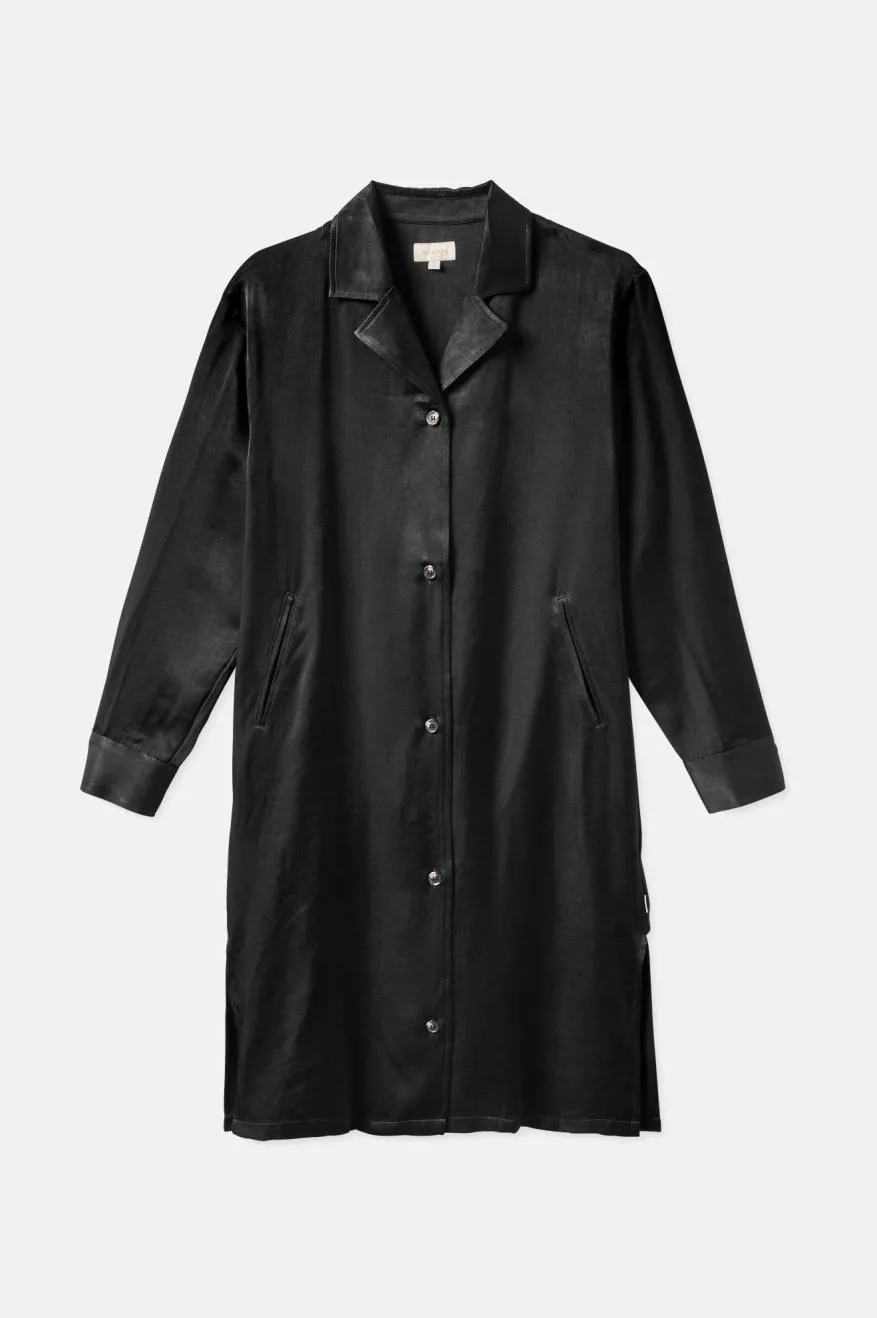 Satin Blazer Shirtdress - Black