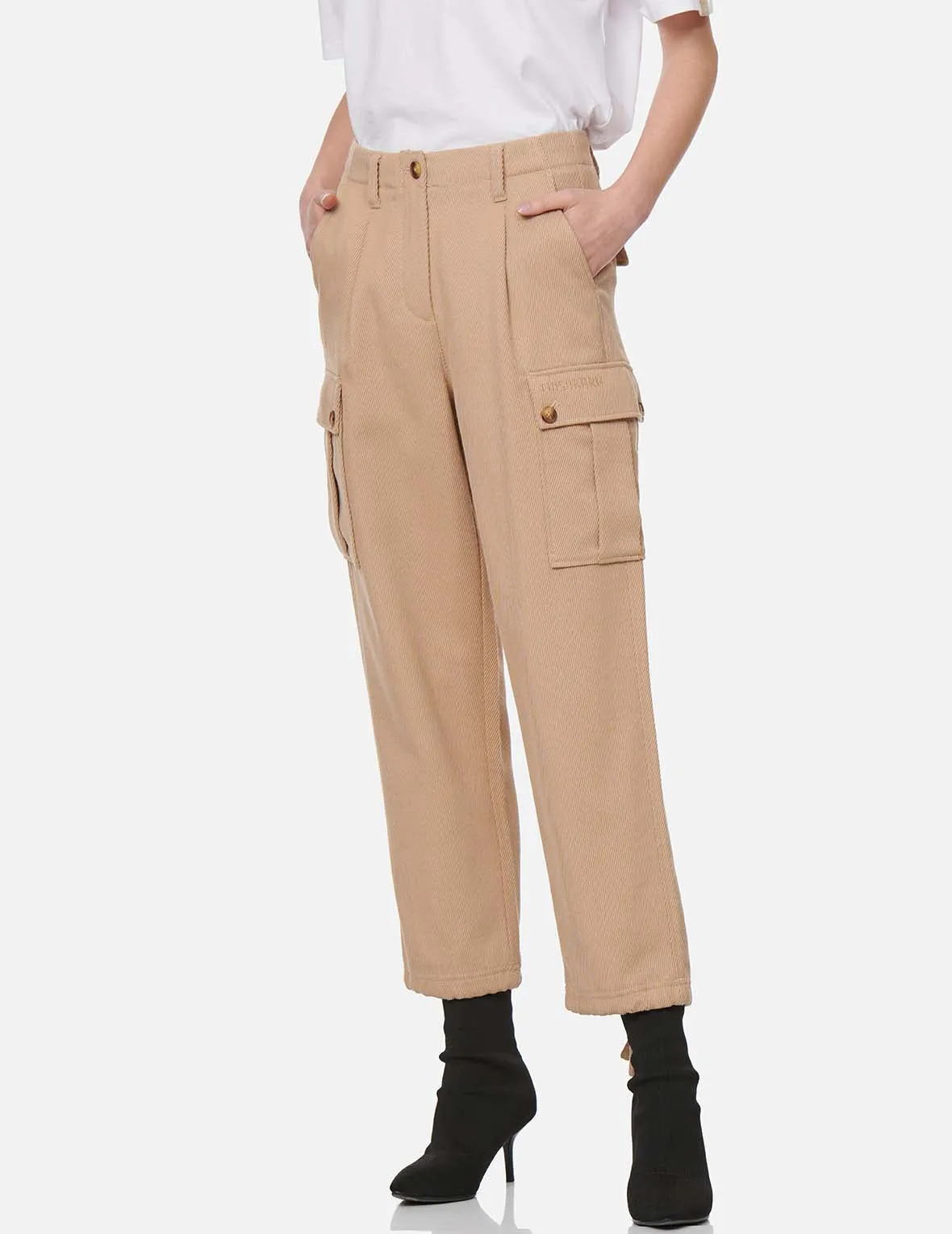 Seagull Embroidered Cargo Twill Pants