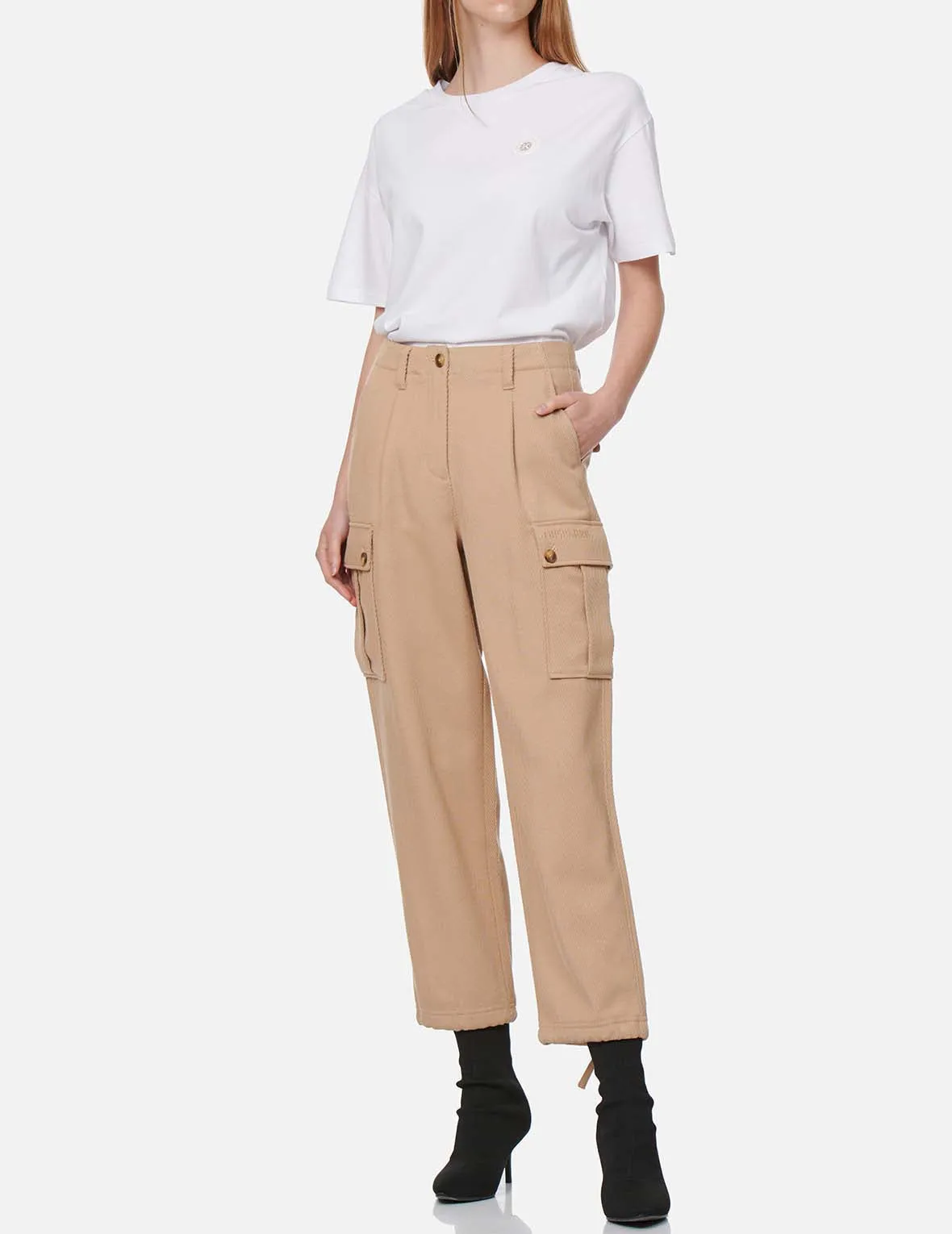 Seagull Embroidered Cargo Twill Pants