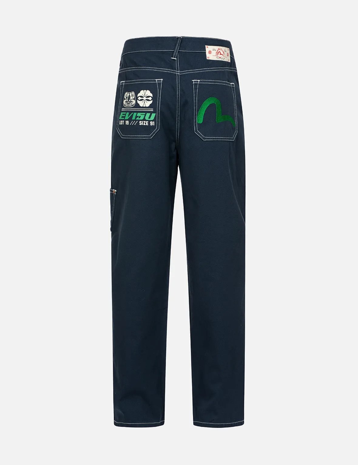 Seagull Embroidery with Contrasting Stitch Straight Fit Cargo Pants