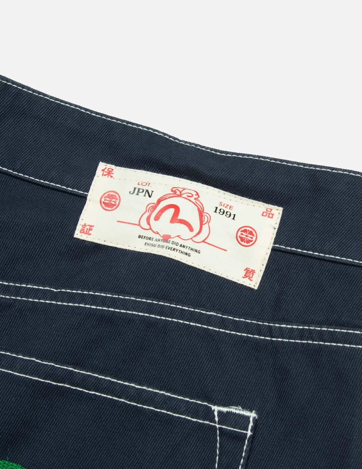 Seagull Embroidery with Contrasting Stitch Straight Fit Cargo Pants