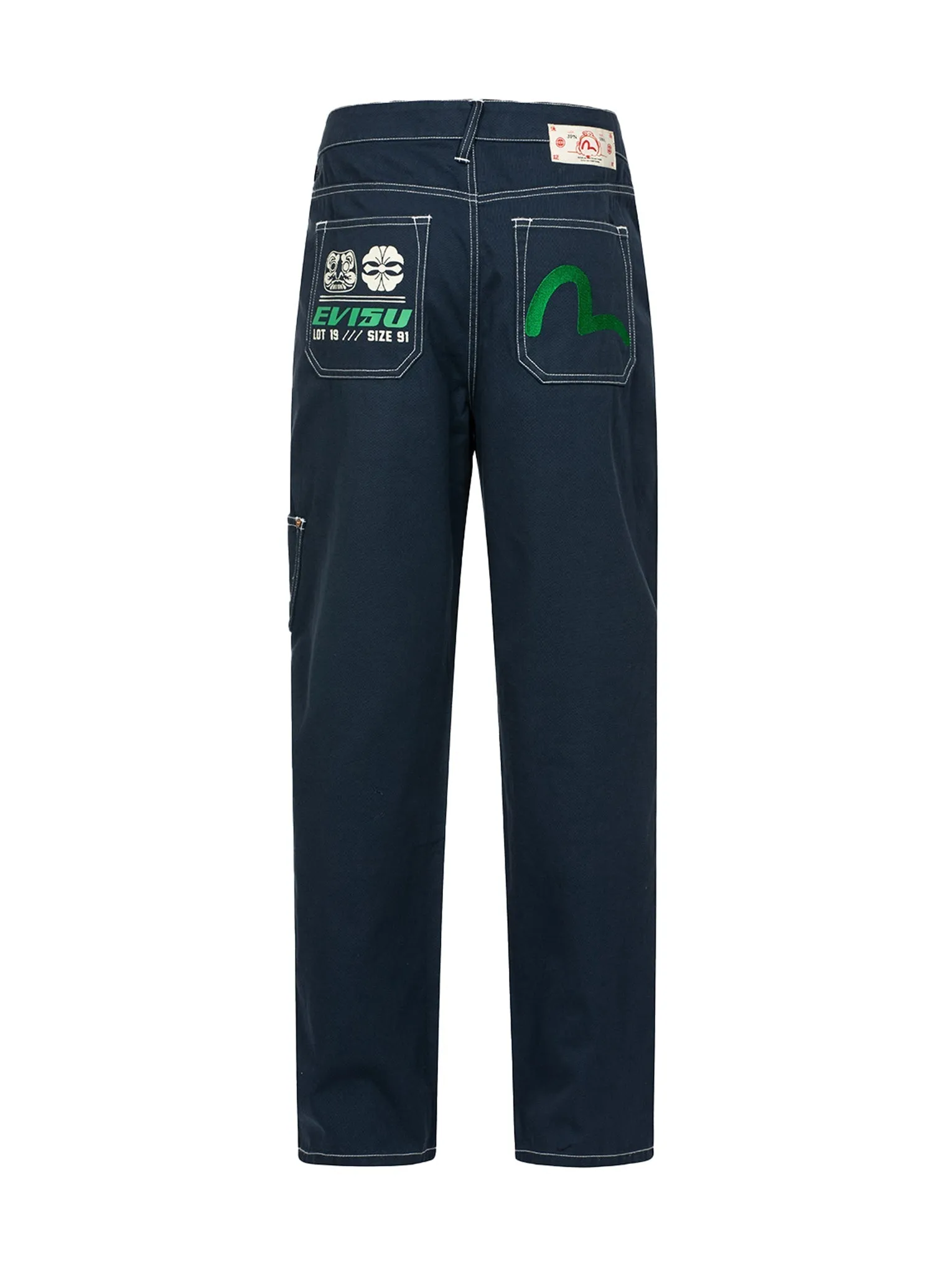 Seagull Embroidery with Contrasting Stitch Straight Fit Cargo Pants