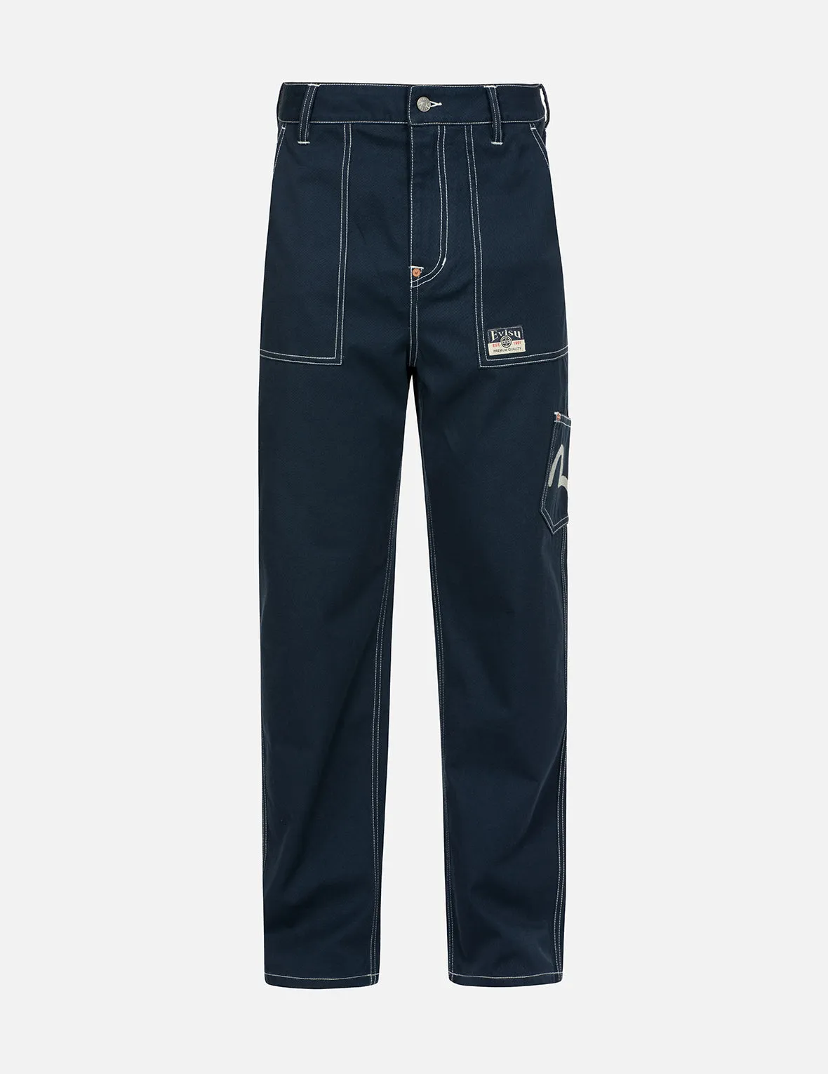 Seagull Embroidery with Contrasting Stitch Straight Fit Cargo Pants