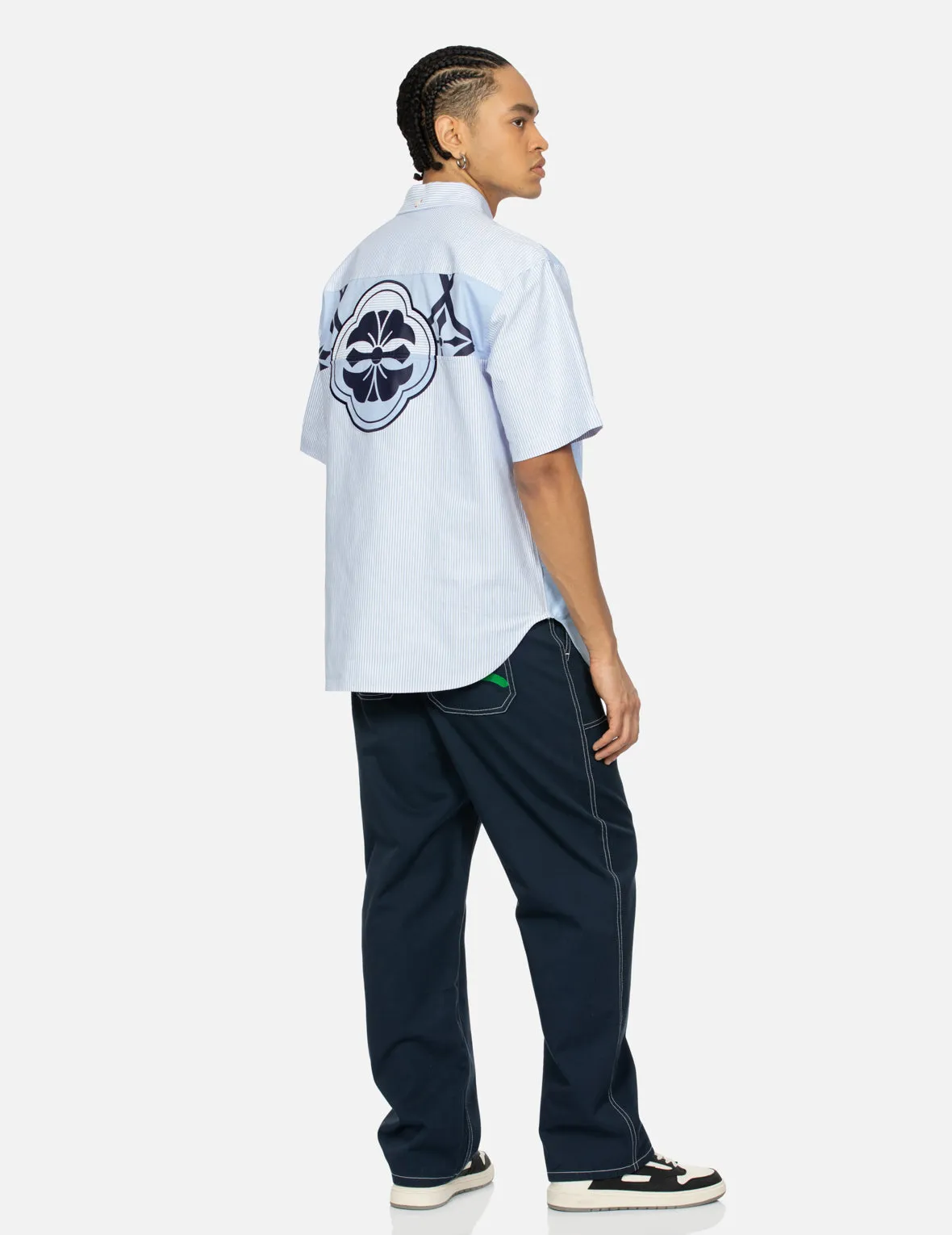 Seagull Embroidery with Contrasting Stitch Straight Fit Cargo Pants