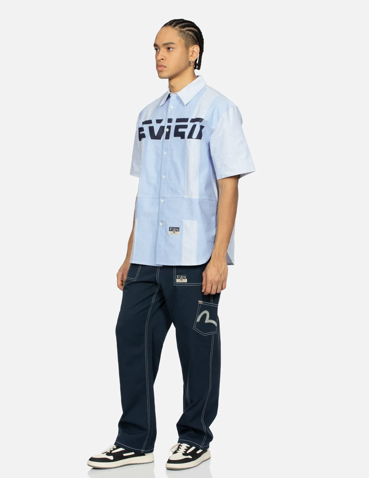 Seagull Embroidery with Contrasting Stitch Straight Fit Cargo Pants