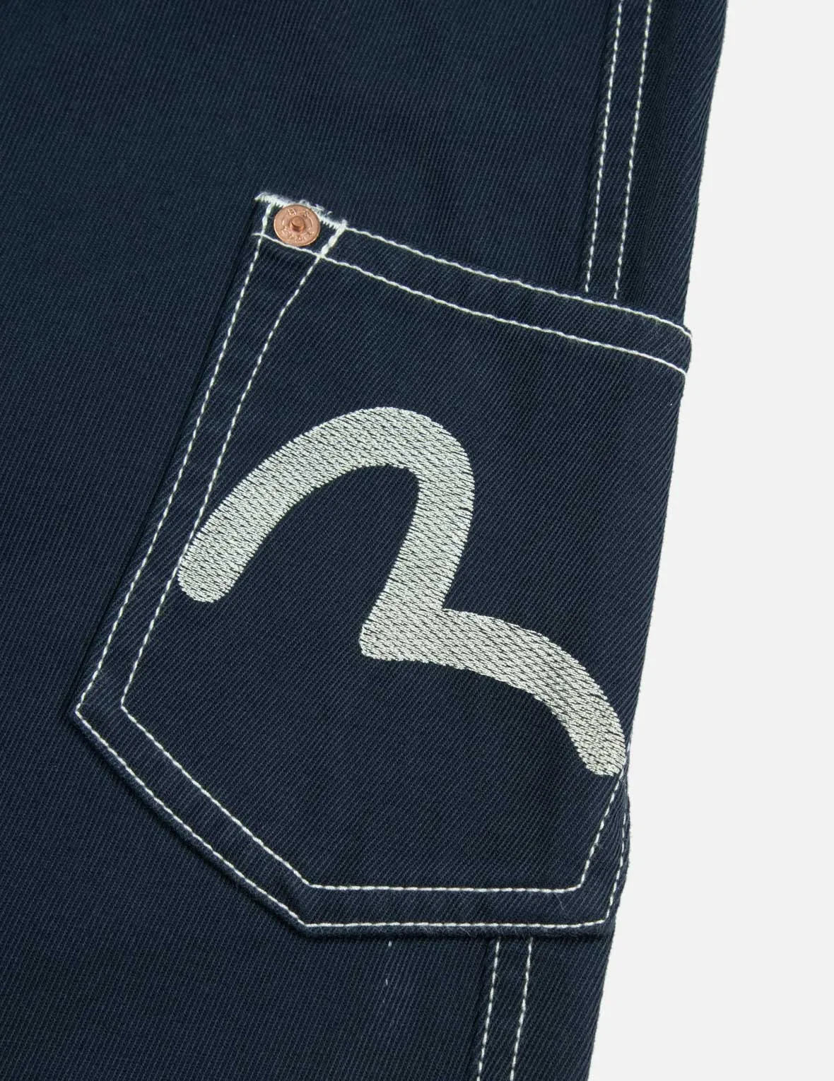 Seagull Embroidery with Contrasting Stitch Straight Fit Cargo Pants