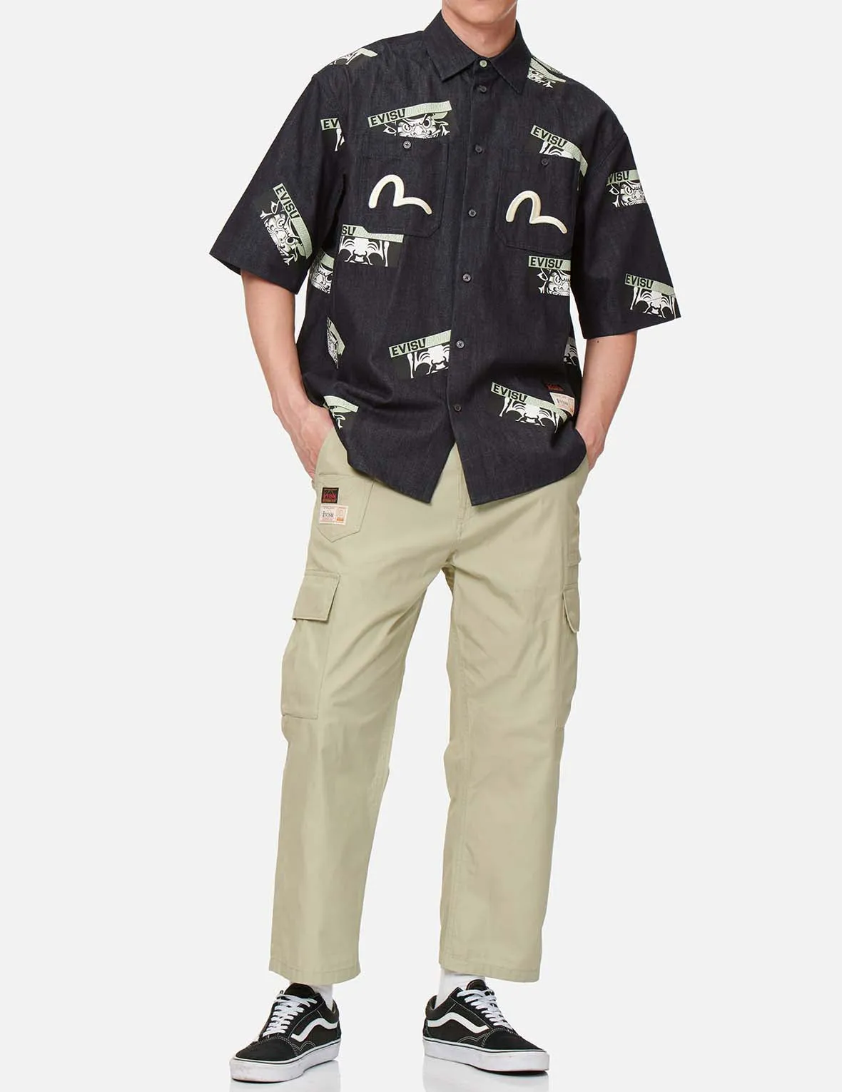 Seagull Print Cargo Pants