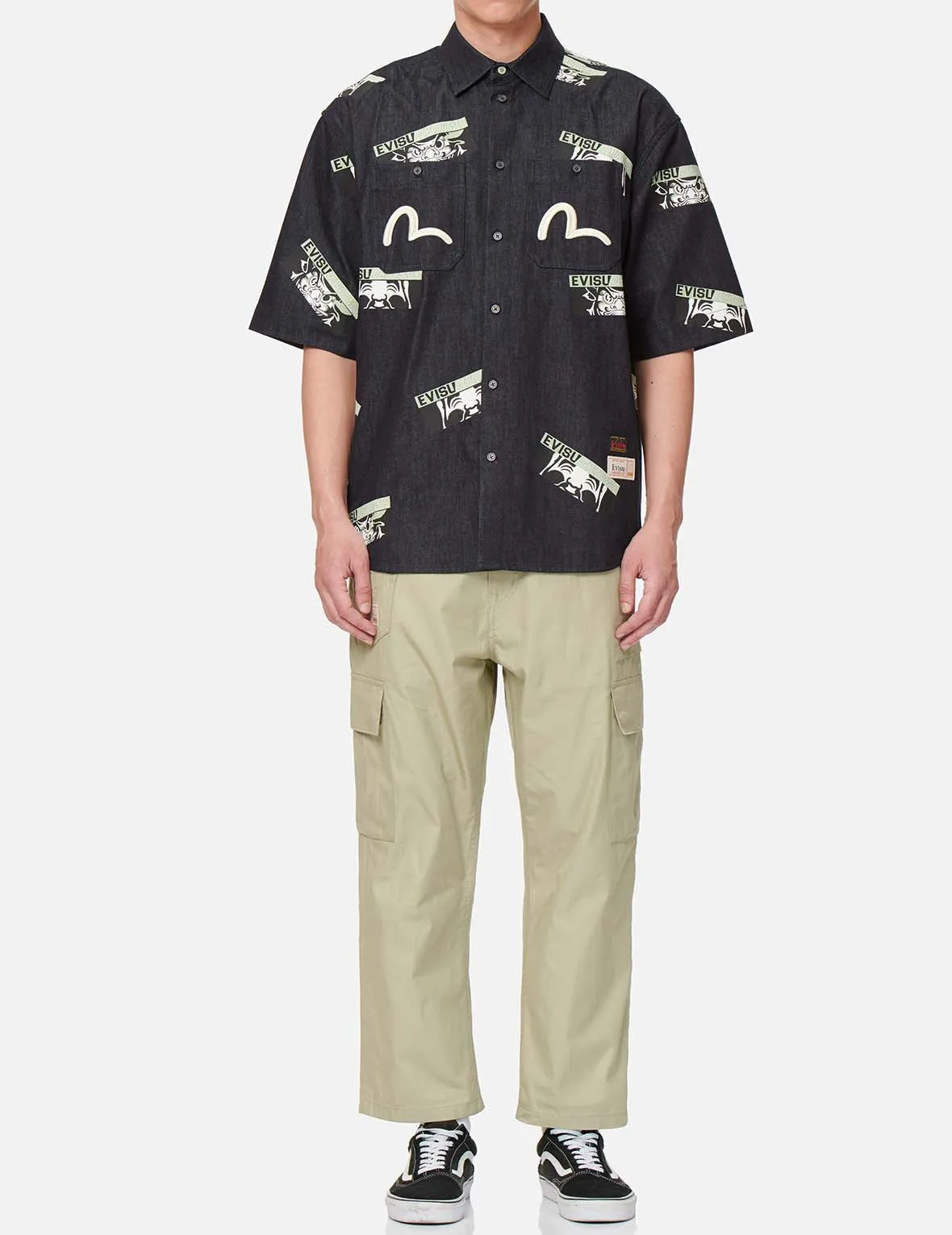 Seagull Print Cargo Pants