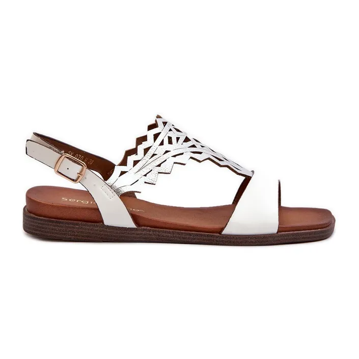 Sergio Leone SK070H Women's Flat Sandals, White