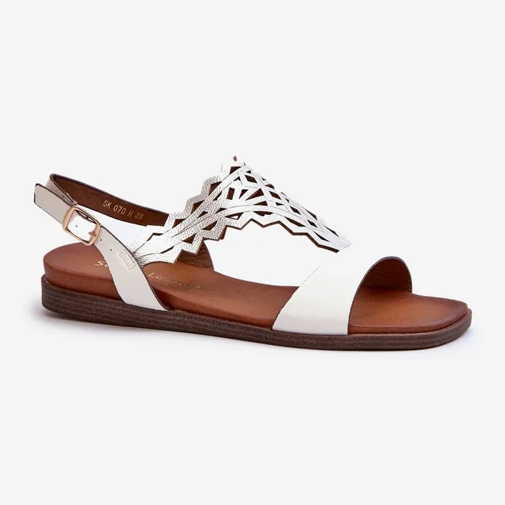 Sergio Leone SK070H Women's Flat Sandals, White