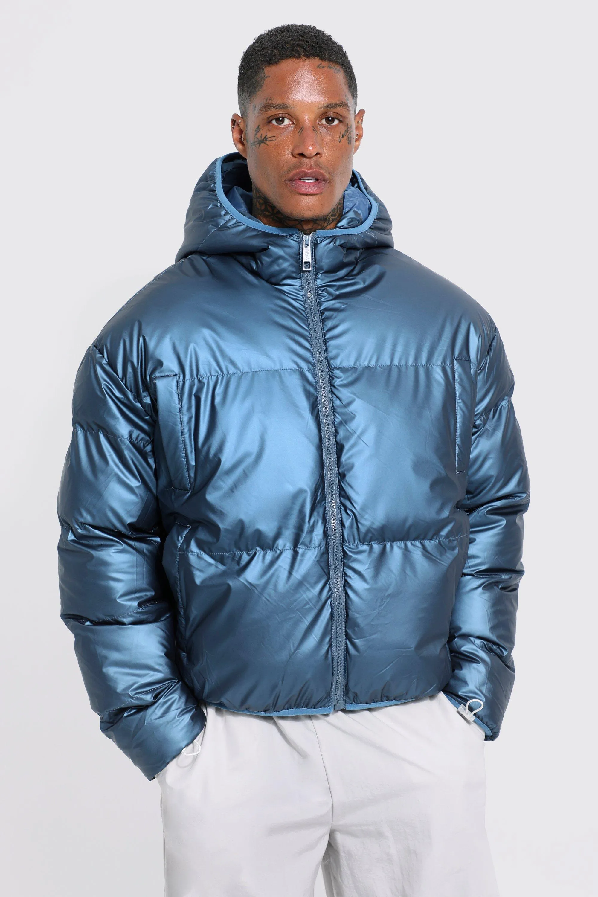 Sheen  Nylon Puffer With Oversized Hood