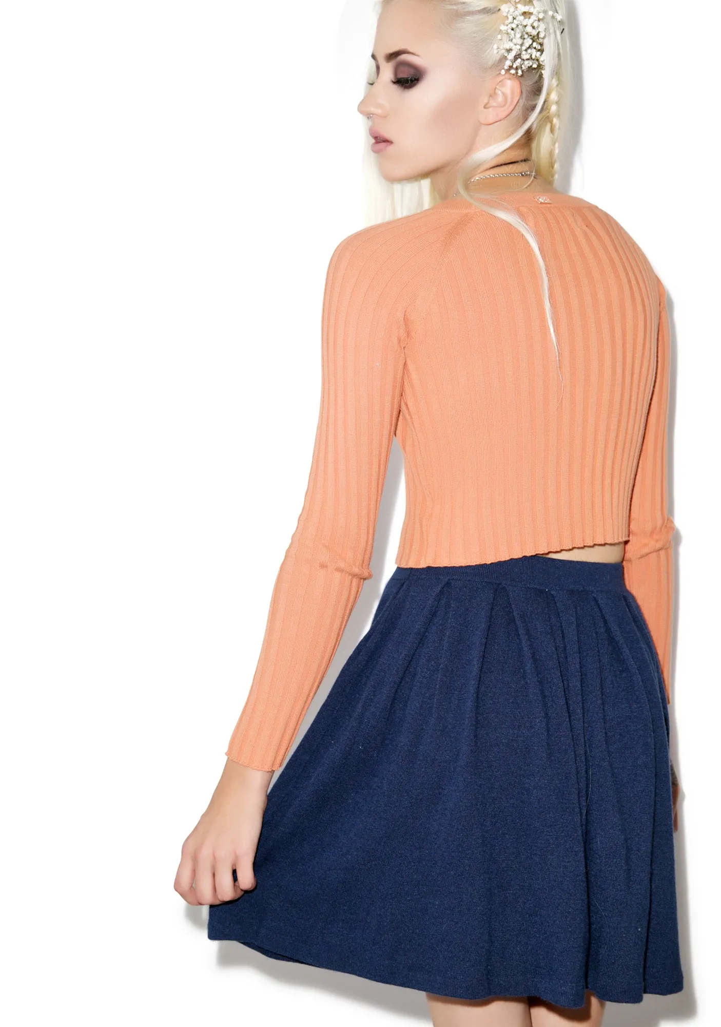 Solid Color Pleated Skirt-