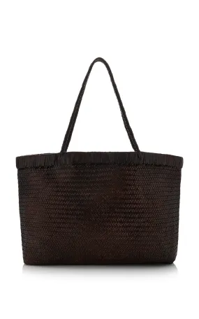 St. Agni Wide Bagu Woven Leather Tote Bag