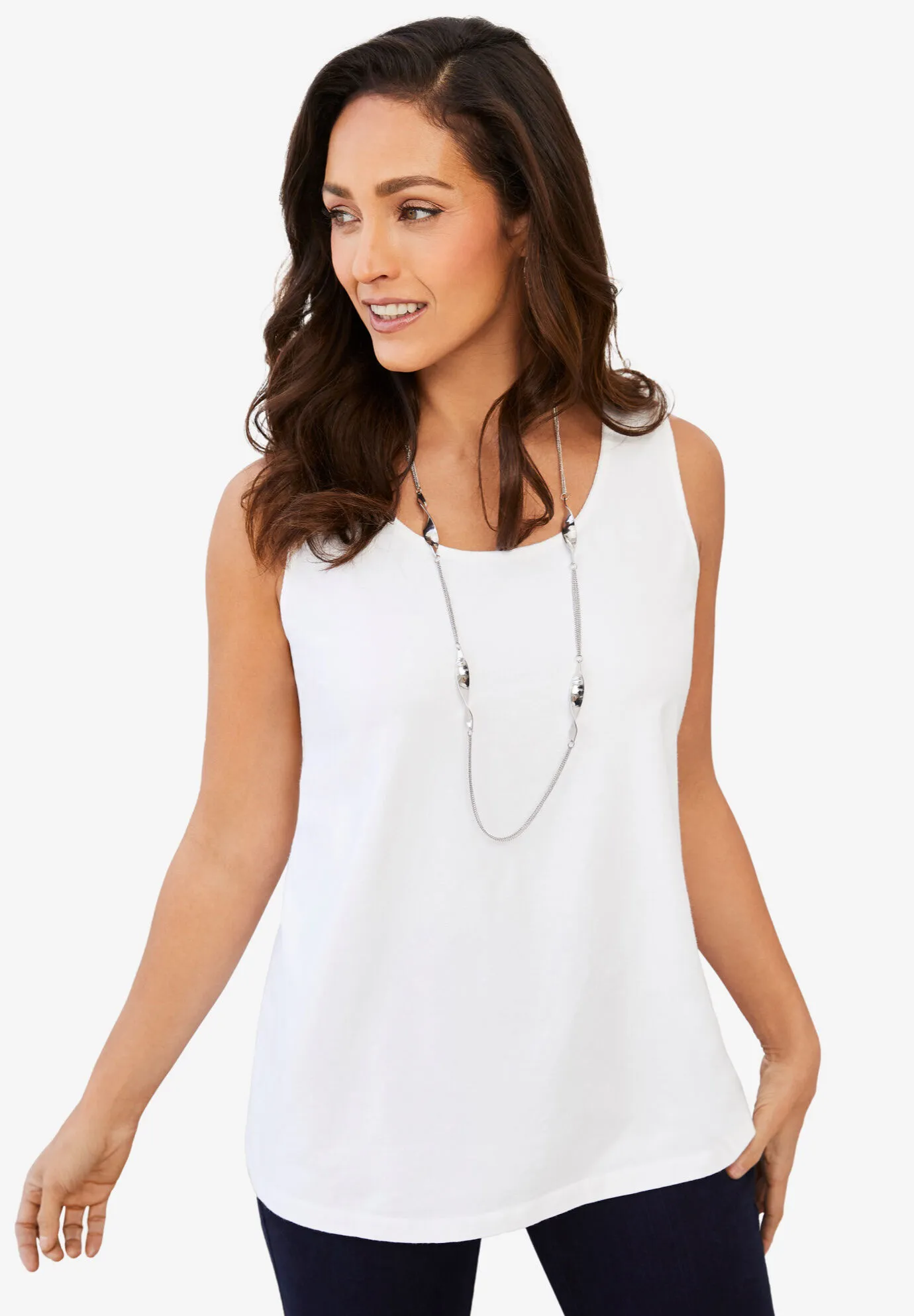 Stretch Cotton Horseshoe Neck Tank